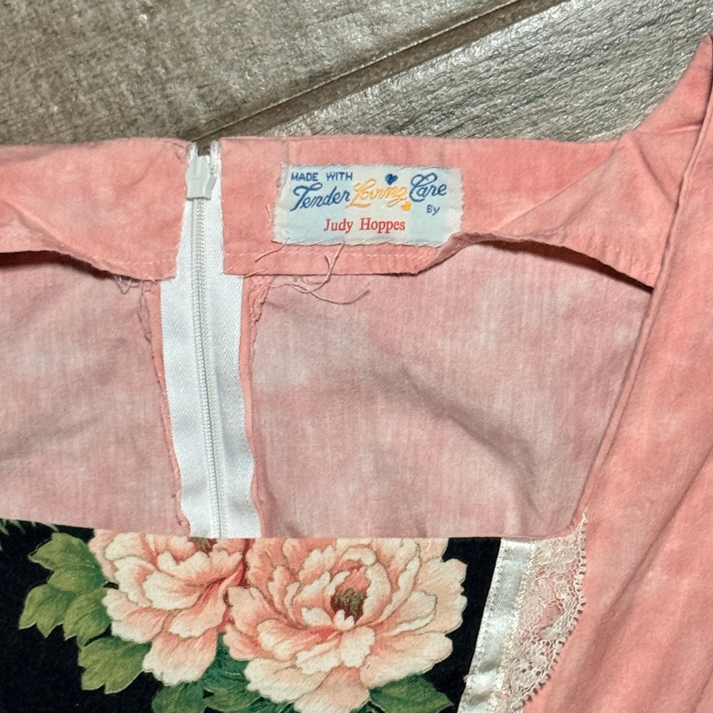 Judy Hoppes VTG Womens Cottagecore Floral Lace Ruffle Lolita Square Dress,Pink,M - Picture 2 of 11